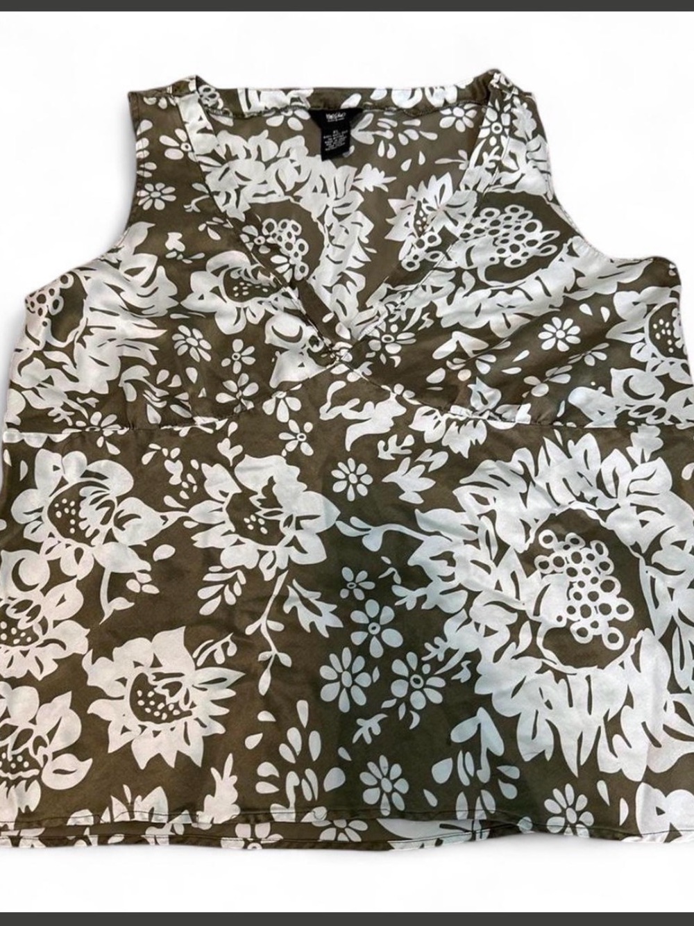 Massimo Olive & Mint Green Floral V-Neck Tank